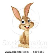 Vector Illustration of Easter Bunny Rabbit Peeking Around Sign by AtStockIllustration