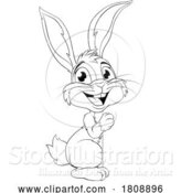 Vector Illustration of Easter Bunny Rabbit Peeking Around Sign by AtStockIllustration