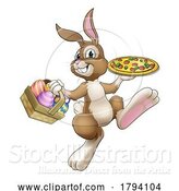 Vector Illustration of Easter Bunny Rabbit Pizza Restaurant Chef by AtStockIllustration