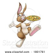 Vector Illustration of Easter Bunny Rabbit Pizza Restaurant Chef by AtStockIllustration