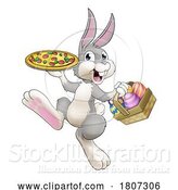 Vector Illustration of Easter Bunny Rabbit Pizza Restaurant Chef by AtStockIllustration