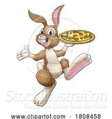 Vector Illustration of Easter Bunny Rabbit Pizza Restaurant Chef by AtStockIllustration