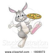 Vector Illustration of Easter Bunny Rabbit Pizza Restaurant Chef by AtStockIllustration