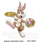 Vector Illustration of Easter Bunny Rabbit Pizza Restaurant Chef by AtStockIllustration