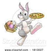 Vector Illustration of Easter Bunny Rabbit Pizza Restaurant Chef by AtStockIllustration