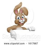 Vector Illustration of Easter Bunny Rabbit Pointing at Sign by AtStockIllustration