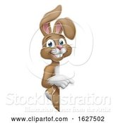 Vector Illustration of Easter Bunny Rabbit Pointing at Sign by AtStockIllustration