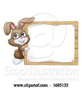 Vector Illustration of Easter Bunny Rabbit Sign Background by AtStockIllustration