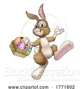 Vector Illustration of Easter Bunny Rabbit with Eggs Basket by AtStockIllustration