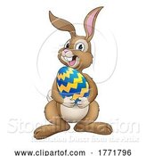 Vector Illustration of Easter Bunny Rabbit with Giant Egg by AtStockIllustration