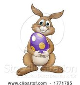 Vector Illustration of Easter Bunny Rabbit with Giant Egg by AtStockIllustration