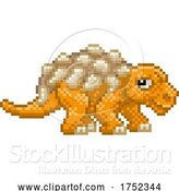 Vector Illustration of Edmontonia Pixel Art Dinosaur Video Game by AtStockIllustration