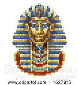 Vector Illustration of Egyptian Pharaoh Mask Icon Pixel Art by AtStockIllustration