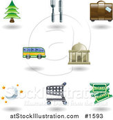 Vector Illustration of Eight Shiny Lodging and Travel Icons by AtStockIllustration