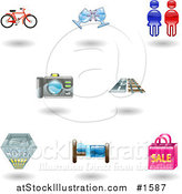 Vector Illustration of Eight Shiny Travel and Lodging Icons by AtStockIllustration