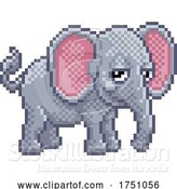 Vector Illustration of Elephant 8 Bit Pixel Art Animal Video Game by AtStockIllustration