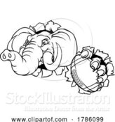 Vector Illustration of Elephant American Football Ball Sports Mascot by AtStockIllustration