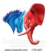 Vector Illustration of Elephant and Donkey Politics Election Face off by AtStockIllustration