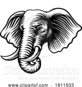 Vector Illustration of Elephant Animal Woodcut Vintage Style Icon Mascot by AtStockIllustration