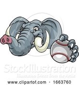 Vector Illustration of Elephant Baseball Ball Sports Animal Mascot by AtStockIllustration