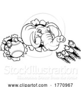Vector Illustration of Elephant Baseball Ball Sports Animal Mascot by AtStockIllustration