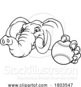 Vector Illustration of Elephant Baseball Ball Sports Animal Mascot by AtStockIllustration