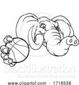 Vector Illustration of Elephant Basketball Ball Sports Animal Mascot by AtStockIllustration