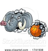 Vector Illustration of Elephant Basketball Ball Sports Animal Mascot by AtStockIllustration