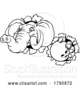Vector Illustration of Elephant Bowling Ball Sports Animal Mascot by AtStockIllustration