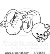 Vector Illustration of Elephant Bowling Ball Sports Animal Mascot by AtStockIllustration