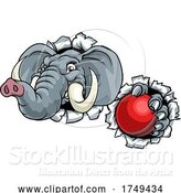 Vector Illustration of Elephant Cricket Ball Sports Animal Mascot by AtStockIllustration