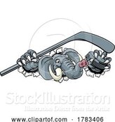 Vector Illustration of Elephant Ice Hockey Player Animal Sports Mascot by AtStockIllustration
