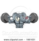 Vector Illustration of Elephant Mascot Weight Lifting Body Builder by AtStockIllustration