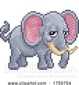 Vector Illustration of Elephant Pixel Art Arcade Video Game by AtStockIllustration