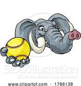 Vector Illustration of Elephant Softball Animal Sports Team Mascot by AtStockIllustration