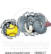 Vector Illustration of Elephant Softball Animal Sports Team Mascot by AtStockIllustration