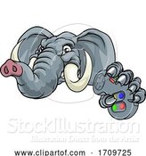 Vector Illustration of Elephant Video Games Controller Gamer Mascot by AtStockIllustration