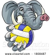 Vector Illustration of Elephant Volleyball Volley Ball Animal Mascot by AtStockIllustration