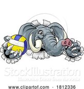 Vector Illustration of Elephant Volleyball Volley Ball Animal Mascot by AtStockIllustration