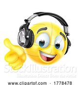 Vector Illustration of Emoticon Face Icon with Music Headphones by AtStockIllustration