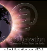 Vector Illustration of Erope Featured on the Earth Against an Eclipse and Pink Light by AtStockIllustration