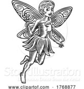 Vector Illustration of Fairy Vintage Woodcut Art Style Mascot by AtStockIllustration