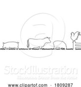 Vector Illustration of Farm Animal Silhouettes Field Scene Landscape by AtStockIllustration