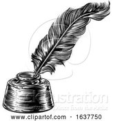 Vector Illustration of Feather Quill Ink Pen in Inkwell by AtStockIllustration