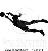 Vector Illustration of Female Soccer Football Player Lady Silhouette by AtStockIllustration