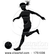 Vector Illustration of Female Soccer Football Player Lady Silhouette by AtStockIllustration