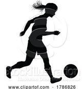 Vector Illustration of Female Soccer Football Player Lady Silhouette by AtStockIllustration