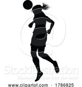 Vector Illustration of Female Soccer Football Player Lady Silhouette by AtStockIllustration