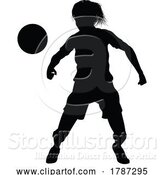 Vector Illustration of Female Soccer Football Player Lady Silhouette by AtStockIllustration