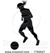 Vector Illustration of Female Soccer Football Player Lady Silhouette by AtStockIllustration